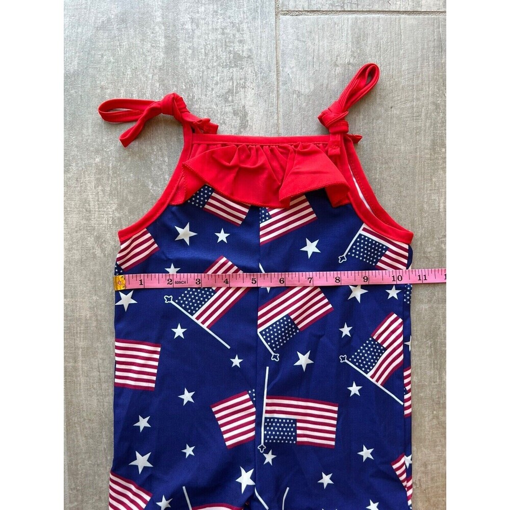 Los Angeles Boutique One Piece Romper Jumpsuit 4th of July Flag Outfit NEW 2T - Picture 4 of 7